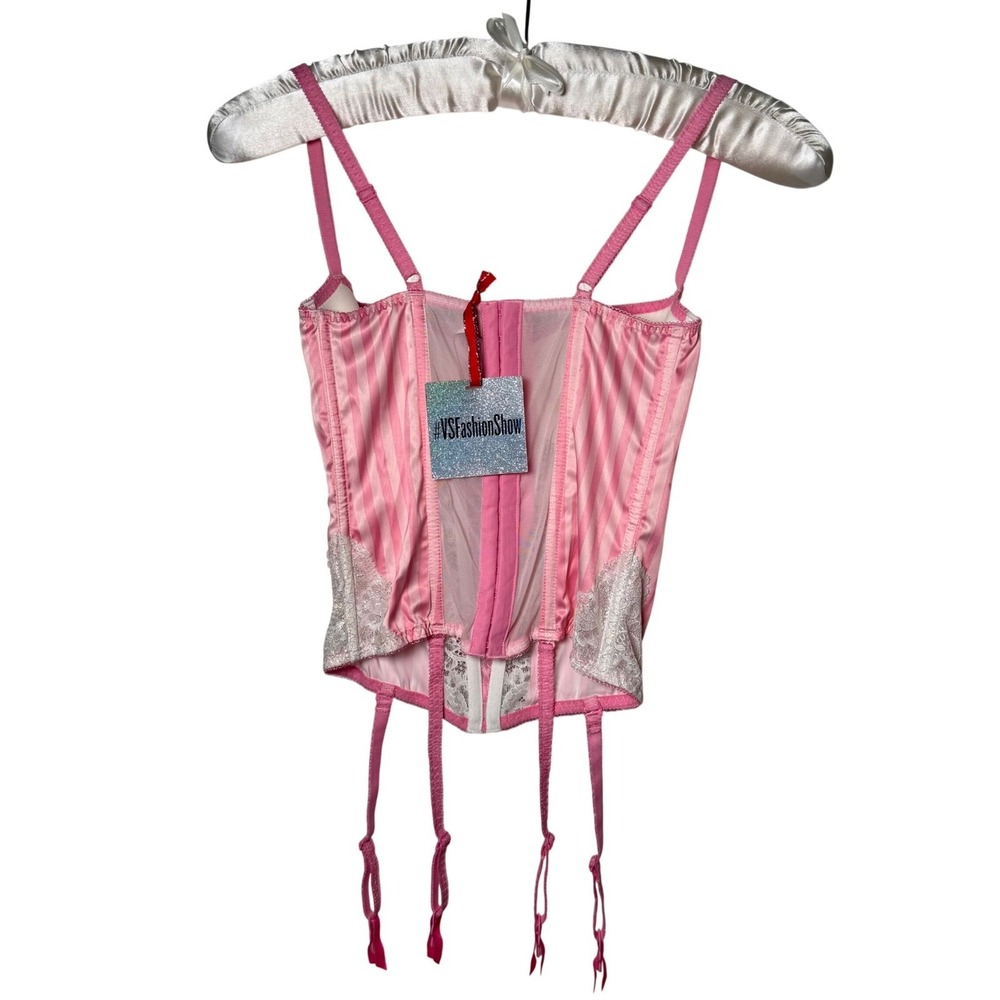 NWT Victoria's Secret 2015 Fashion Show 34C Pink Stripe Lace Corset Bustier Rare - Picture 4 of 13